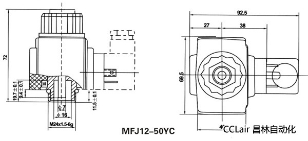 油研型液壓閥用電磁鐵線圈，MFJ12-YC交流濕式閥用電磁鐵,MFZ12-YC直流濕式閥用電磁鐵,比例電磁鐵